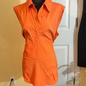Vibrant Orange Cap Sleeve Blouse